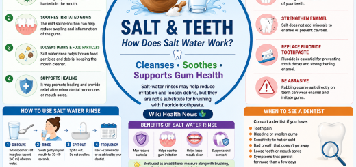 References American Dental Association (ADA). Fluoride and Dental Health. American Dental Association (ADA). Oral Health Topics. National Institute of Dental and Craniofacial Research (NIDCR). Oral Hygiene. NHS. How to Keep Your Teeth Clean. NHS. Dental Emergencies and When to Get Help. Salt and Oral Health Guide