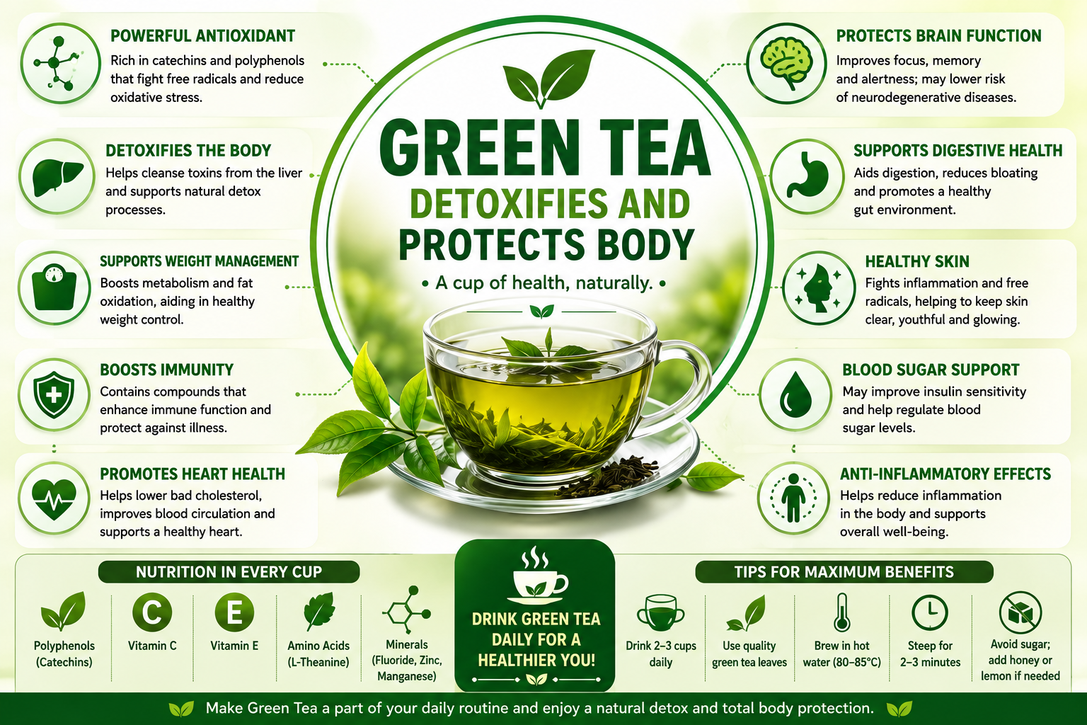 Green Tea Detoxifies And Protects Body