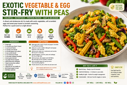 Exotic Vegetable & Egg Stir-Fry with Peas