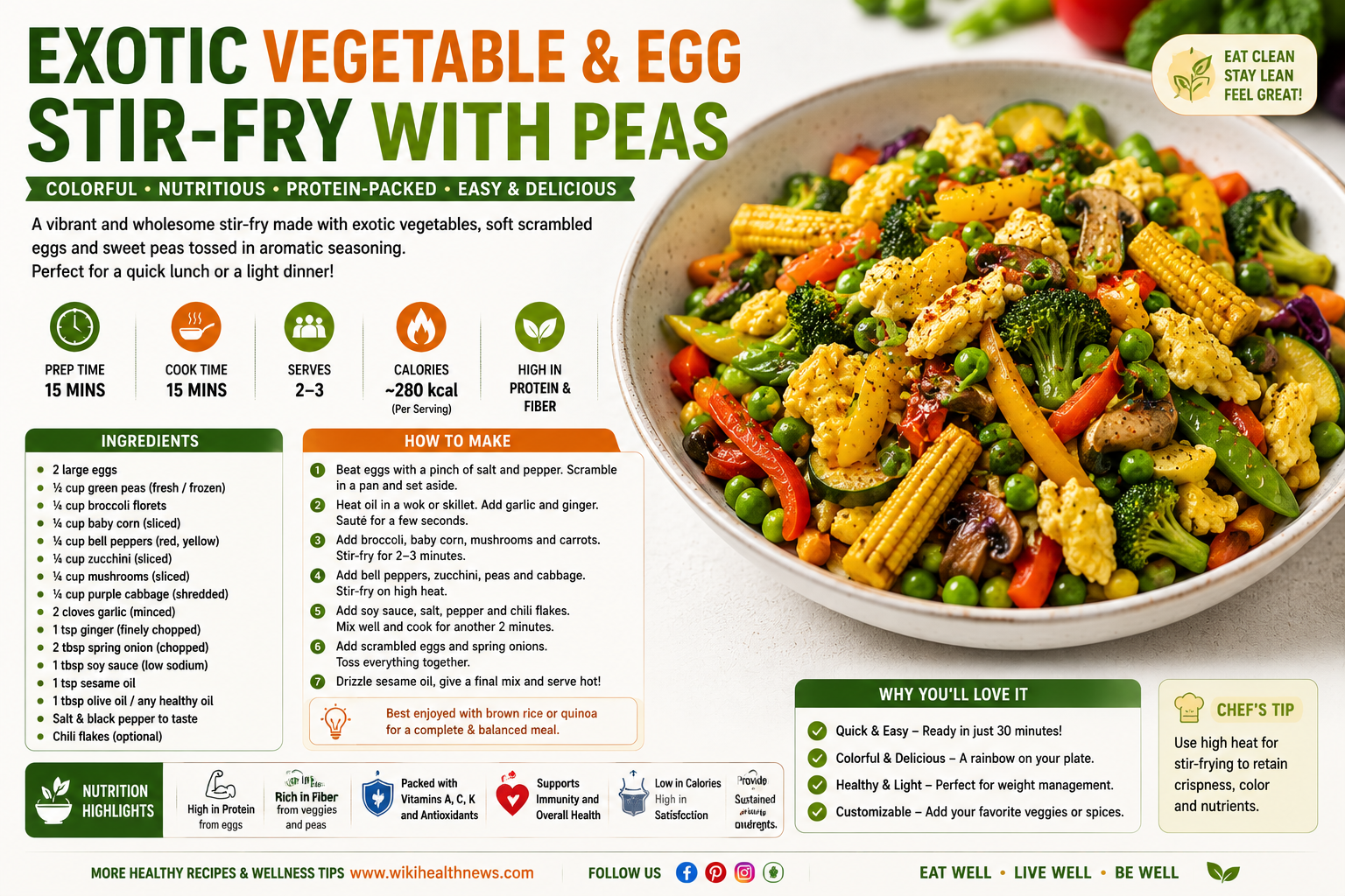 Exotic Vegetable & Egg Stir-Fry with Peas