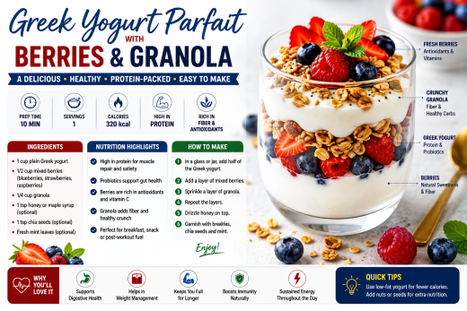 Greek Yogurt Parfait with Berries & Granola